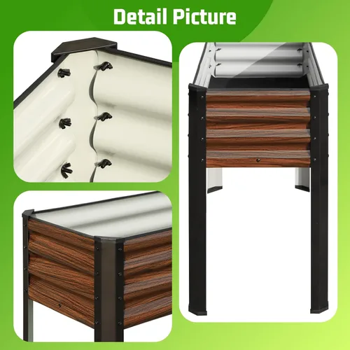 Vista 2 de SnugNiture Cama de jardín elevada con patas, 48 x 18 x 32 pulgadas, maceta elevada de metal para exteriores, patio trasero, balcón