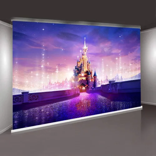Vista 3 de Fondo de castillo de dibujos animados púrpura de fantasía para fiesta de cumpleaños 7x5ft Fairy Wallpaper Photo Booth Props LSME1471