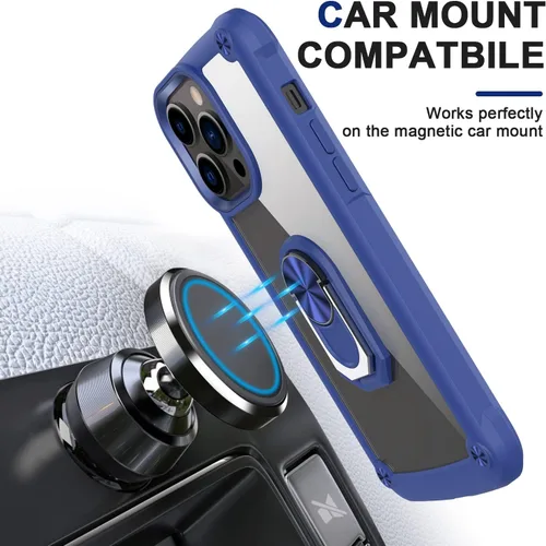 Vista 4 de Funda para iPhone 13 Pro con protector de pantalla, cristal transparente, antiamarillo, acrílico resistente, funda protectora de grado militar