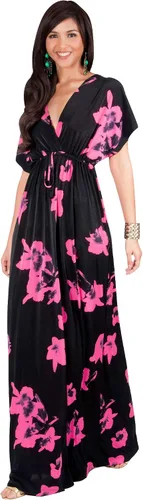 Vista 2 de KOH KOH Vestido largo de verano floral de noche de Kaftan sexy para mujer