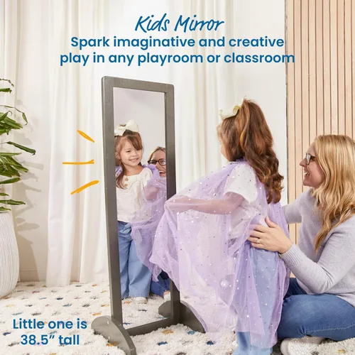 Vista 3 de ECR4Kids Espejo bidireccional de una sola cara de madera, muebles para niños, lavado gris Durable birch, GREENGUARD Gold Certified