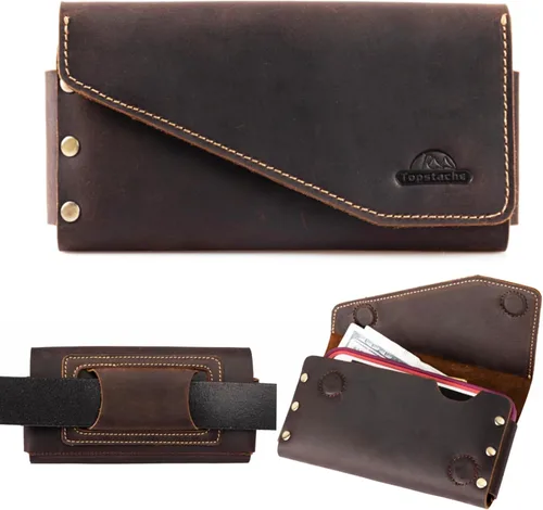 Vista 7 de Topstache Funda de cuero para teléfono celular con clip para cinturón para iPhone 17/16/15/14, Galaxy S25/S24/S23 - Funda de cuero para teléfono