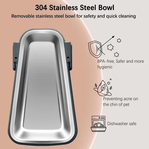 Vista 3 de Juego de alimentador automático de alimentos y dispensador de agua para perros y gatos con cuencos de acero inoxidable, alimentadores de agua y 3.5L