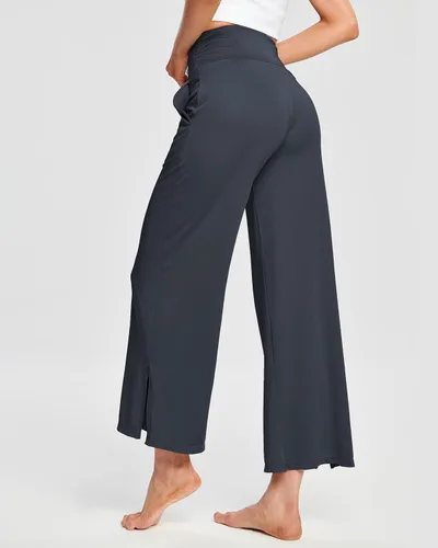 Vista 2 de HARTPOR Pantalones de yoga de pierna ancha para mujer, pantalones palazzo, pantalones casuales de cintura alta, pantalones de pijama cómodos