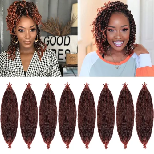 Vista 18 de Cabello de Envoltura Pre-Esponjado de 8 Pulgadas, 3 Paquetes, Cabello Afro Twist Pre-Separado Elástico para Locs, Cabello Afro Twist Negro Natural