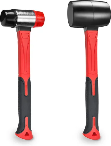 Vista 8 de YIYITOOLS Mazo suave de doble cara, martillo, joyería, madera, instalación de pisos, sin chispas, golpe y mango de plástico – 35 mm, rojo y negro