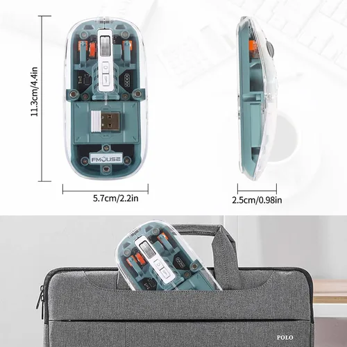 Vista 7 de KEDAFE Ratón inalámbrico Bluetooth con LED, delgado, recargable, inalámbrico, silencioso con pantalla de alimentación, cubierta magnética