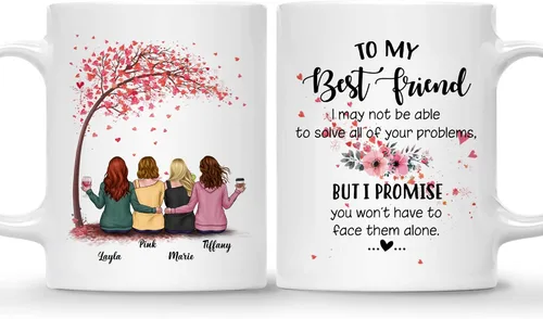Vista 17 de Gossby - Taza de café personalizada para mujer, 2 unidades, con nombres personalizados Taza personalizada para dos mujeres, taza de café