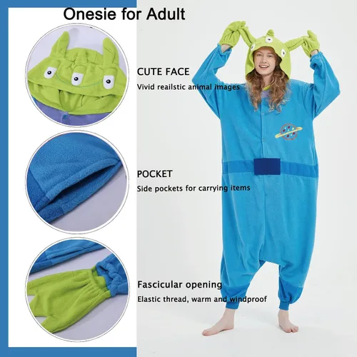 Vista 6 de SWEETXIN Adult Kid Unisex Onesie Pajamas Halloween Christmas Sleepwear Jumpsuit Cosplay Costume Suit for Women and Men
