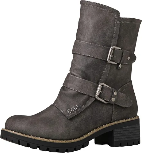Vista 12 de GLOBALWIN Botines de Pelo para Mujer Botas de Tobillo de Combate de Moda para Mujer 19yy19 negro2