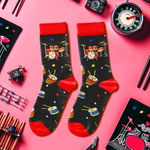 Vista 2 de HAPPYPOP Calcetines divertidos de música para hombres, regalos novedosos, regalos para amantes de la música, regalos para hombres, Multi