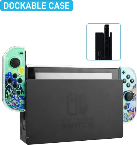 Vista 3 de GLDRAM Glitter Clear Case Compatible with Nintendo Switch, Anti-Scratch Hard Protective Skin Cover, Flash Shiny Switch Shell Accessories Bundle with