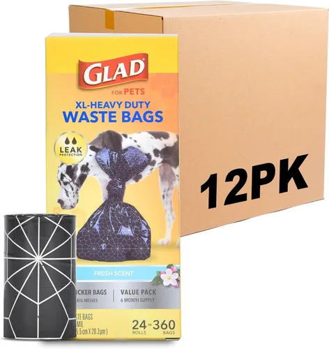 Vista 10 de Bolsas perfumadas para residuos de Glad para mascotas, bolsas de recogida de caca de mascotas resistentes a roturas con protección contra fugas