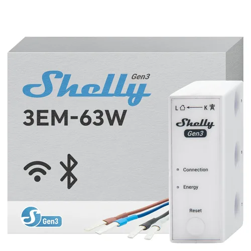 Vista 12 de Shelly 3EM-63T Gen3 Medidor de energía trifásico inteligente operado por Wi-Fi Automatización del hogar Compatible con Alexa y Google Home