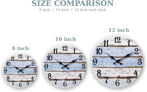 Vista 4 de 8 Inch Silent Wall Clock, Battery Operated, Blue White A-blue White