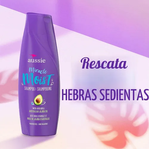 Vista 4 de Juego de Champú y Acondicionador Aussie Miracle Moist con aceite de aguacate y jojoba australiano - 12.1 fl oz cada uno