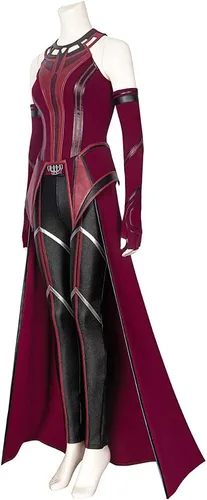Vista 2 de Disfraz de Wanda Maximoff para mujer, disfraz de bruja escarlata, capa y pantalones, conjunto completo
