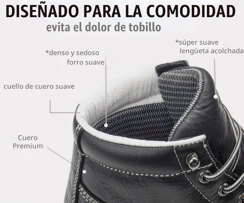 Vista 6 de SUREWAY Men's Moc Toe Work Boots Wedge Sole Soft/Composite Toe Punta Compuesta Negra