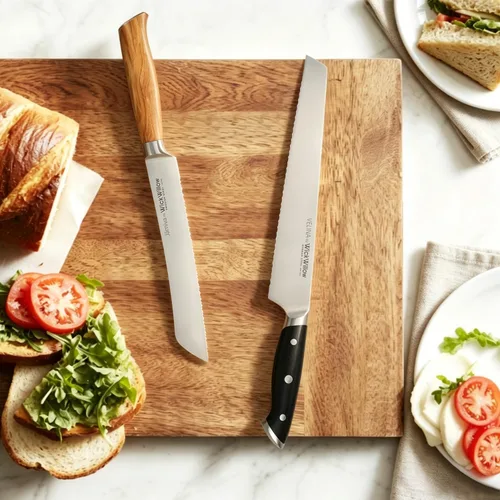 Vista 5 de WICKWILLOW Cuchillo de pan de 10 pulgadas – Acero alemán afilado DIN1.4116 – Cuchillo dentado para rebanar pan casero, masa madre y pastel – Espiga