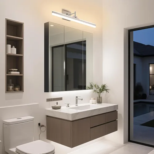 Vista 7 de Moderna lámpara de tocador negra ajustable LED para baño sobre espejo giratorio (níquel, 23.6 pulgadas, 5CCT regulable)