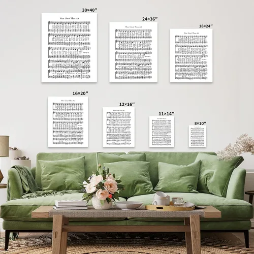 Vista 2 de Poster Master Lienzo How Great Thou Art - Impresión de partituras de música retro, arte de pared de himnario, regalo para hombres, mujeres