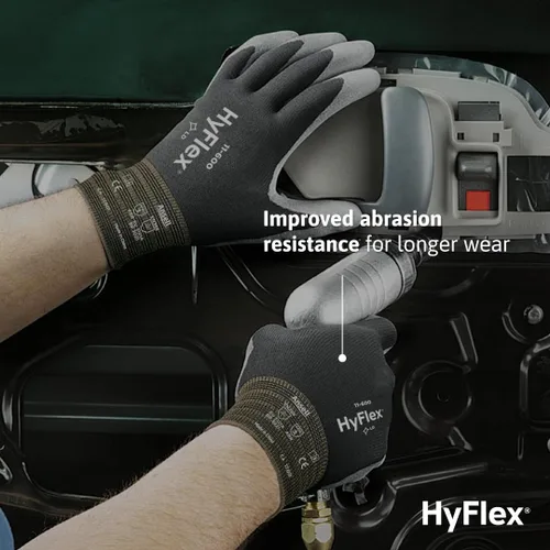 Vista 4 de Ansell HYFLEX 11-600 - Guantes industriales de nailon ligeros con revestimiento de palma para fabricación de metal, automotriz, talla grande (9)
