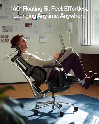 Vista 9 de Hbada X7 Silla ergonómica inteligente, silla de oficina ergonómica, seguimiento lumbar totalmente automatizado, reposacabezas ajustable 4D