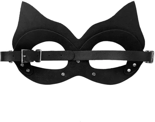 Vista 3 de Máscara de gato de cuero, accesorios para cosplay, fiesta de Halloween, regalos de San Valentín, accesorios de disfraz