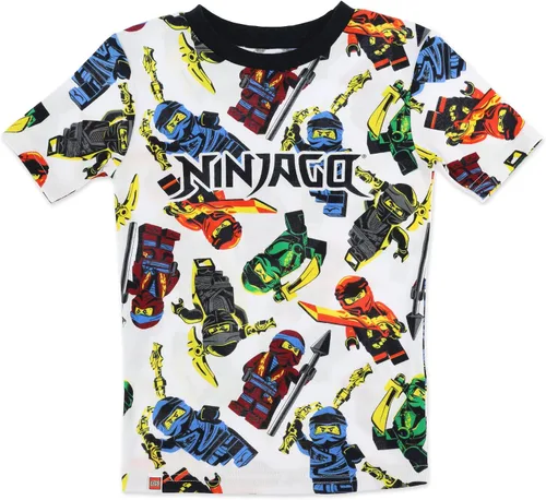 Vista 4 de LEGO Ninjago - Conjunto de pijama de algodón de 4 piezas, color rojo, talla 4 a 10