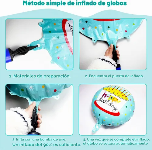 Vista 7 de 24 piezas de globos de aluminio de feliz cumpleaños de 45 cm redondos de helio flotantes de mylar, globos inflables para suministros de decoración