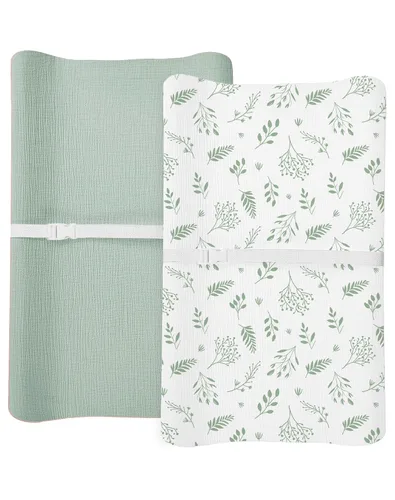 Vista 9 de Juego de 2 fundas para cambiador para bebé niño y niña, fundas de muselina para cambiador con estilo bohemio, ropa de cama neutra para guardería