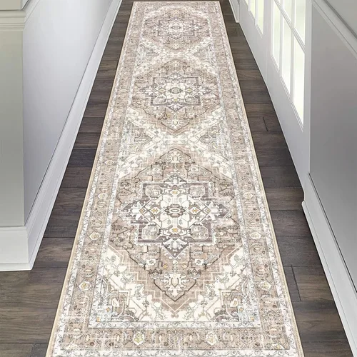 Vista 10 de Pauwer Alfombra vintage de flores 2 x 3 pulgadas, estilo envejecido, antideslizante, de pelo bajo, tapete para entrada, interior, pequeña, retro
