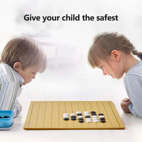 Vista 2 de YXCKG Gomoku & Go Juego de ajedrez para niños, diseño de cuadrícula de 9 x 9/13 x 13, tamaño portátil para viajes, dibujos animados para niños