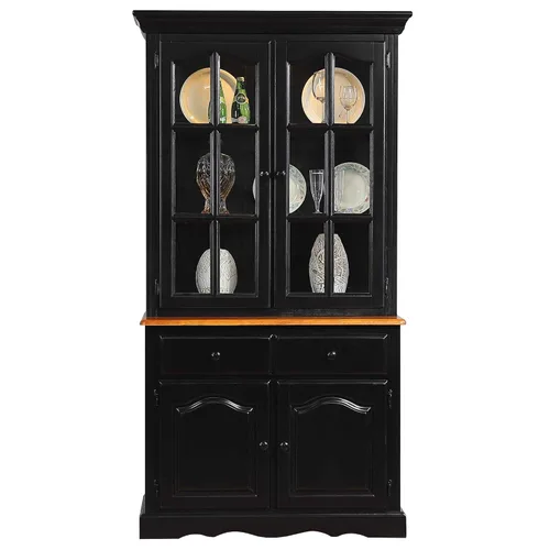 Vista 4 de Sunset Trading Black Cherry Selections Buffet and Hutch, dos puertas Dos cajones, envejecido envejecido