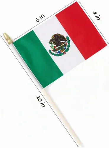 Vista 2 de Mini banderas mexicanas pequeñas de mano de 4 x 6 pulgadas, paquete de 12