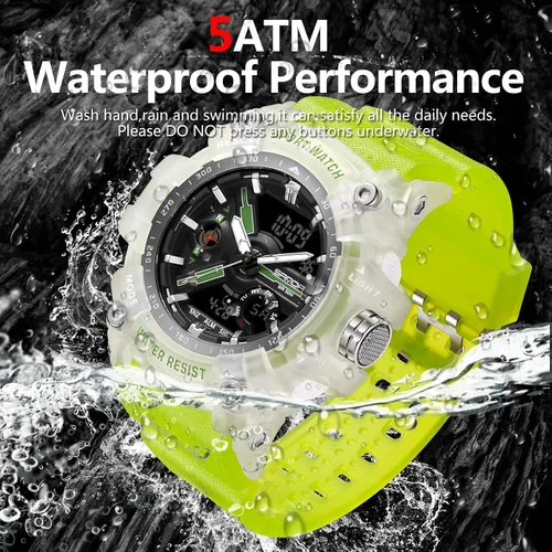 Vista 3 de Relojes militares para hombre, digital, 164.0 ft, resistente al agua, reloj deportivo de cara grande, táctico, luz de fondo, alarma, cronómetro