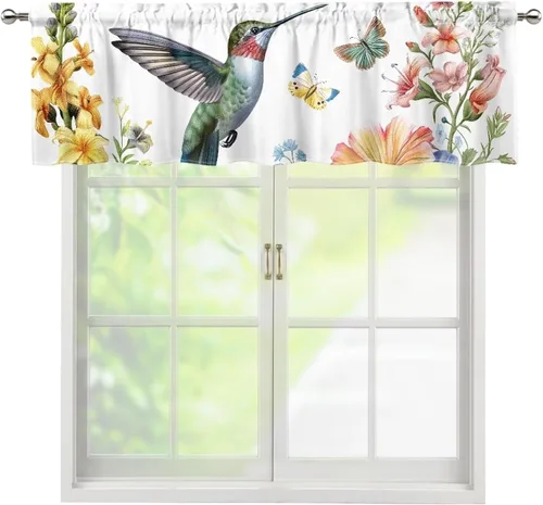 Vista 8 de ZFRXIGN Southwetsern Cenefas de cortina para ventanas de cocina, 54 x 18 pulgadas, cenefa azteca occidental, 1 panel, cortinas cortas bohemias