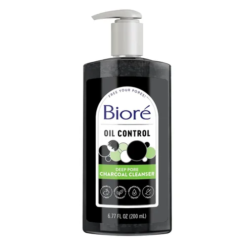 Vista 12 de Biore Deep Pore Charcoal Face Wash, limpiador facial diario para eliminación de suciedad y maquillaje, para piel grasa, 6.77 onzas, paquete de 3