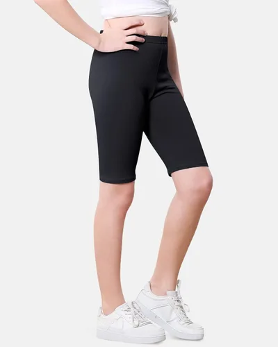 Vista 3 de Domee Pantalones cortos de ciclismo para niñas, para debajo de los vestidos, leggings cortos de algodón, paquete de 3