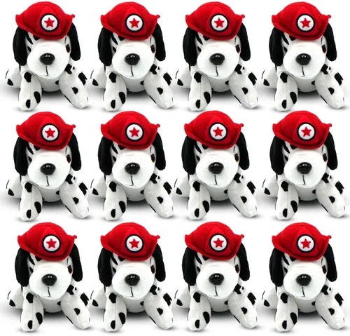 Vista 8 de 4E's Novelty Paquete de 12 animales de peluche de Dálmatas, peluche suave para perro, peluche de cachorro pequeño de 6 pulgadas con sombrero