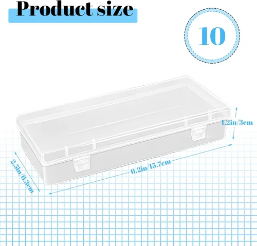 Vista 2 de 10 cajas de almacenamiento de plástico de 6 pulgadas, pequeños recipientes de almacenamiento con tapas con bisagras, cajas transparentes
