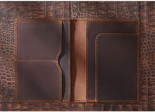 Vista 4 de Funda para pasaporte de cuero para tarjetero de crédito para hombre (color A, tamaño talla única)