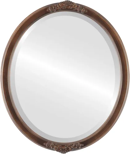Vista 14 de Espejo de pared biselado ovalado para decoración del hogar, estilo Athena, negro plateado, dimensiones exteriores de 14 x 18 pulgadas