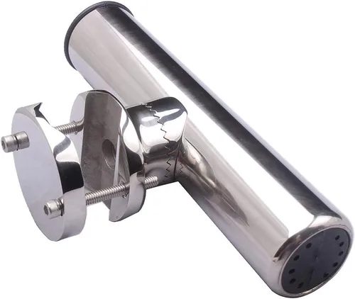 Vista 3 de Tournament Style Fishing Rod Holders, Stainless Steel Fishing Rod Holder Clamp-on 1 1/4" to 2" Rails for Boat, Side Mount Rod Holder for Marine