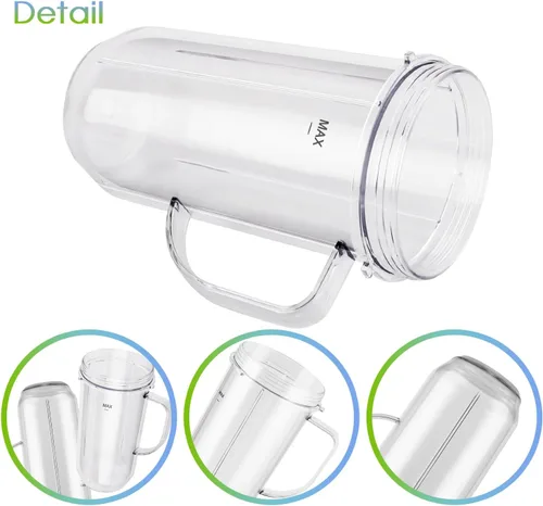 Vista 10 de 5 tazas de licuadora Magic Bull, taza alta de 22 onzas con tapa abatible para llevar, hoja cruzada, piezas de repuesto de licuadora, taza con mango