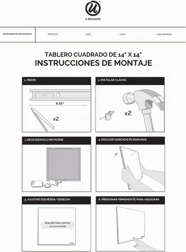 Vista 5 de U Brands Tablero de anuncios de lona de corcho, 14 x 14 pulgadas, sin marco (463U00-04)