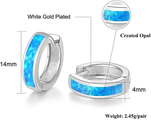 Vista 218 de CiNily Aretes Huggie de ópalo con bisagras, chapados en oro, hipoalergénicos, pequeños aretes de aro para mujeres, adolescentes, niñas, hombres