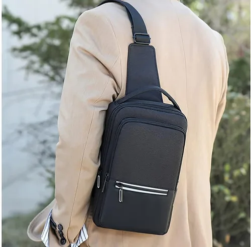 Vista 8 de Small Sling Bag Chest Purse Bag Casual Daypack with Earphone Hole
