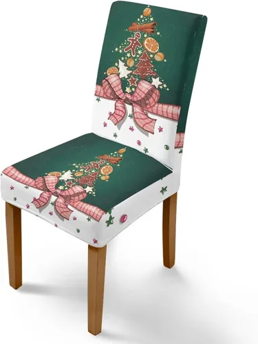 Vista 106 de Rnyleeg Fundas navideñas para sillas de comedor, fundas de asiento de comedor con estampado de campanas brillantes, juego de 1 funda suave y lavable