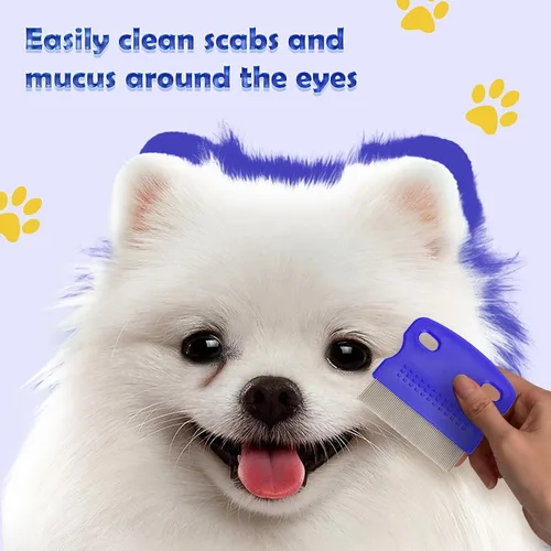 Vista 3 de Peine para pulgas para gatos y perros, paquete de 6 peines para piojos de mascotas, juego de mascotas para mascotas pequeñas, medianas y grandes Azul